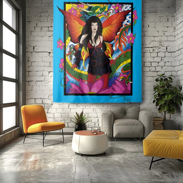 Lotus Fairy Chinese Water Dragon Tapestry (Creator Uploaded)