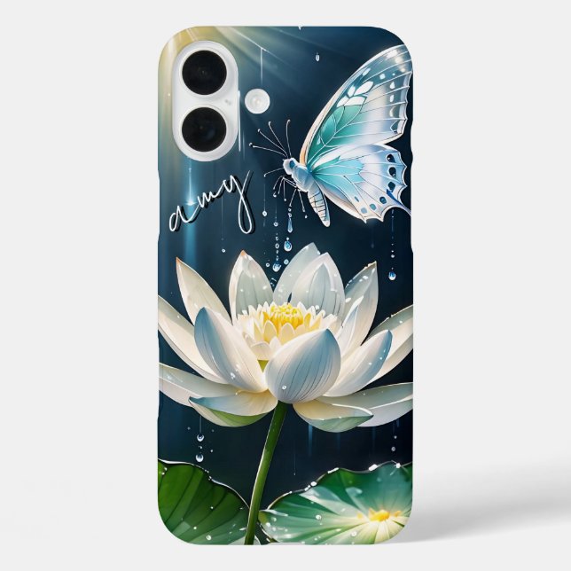 Lotus Floral Butterfly Monogrammed Case- Mate  Case-Mate iPhone Case (Back)