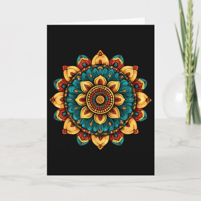 Lotus Floral Mandala Sacred Geometry Pattern  Card (Front)