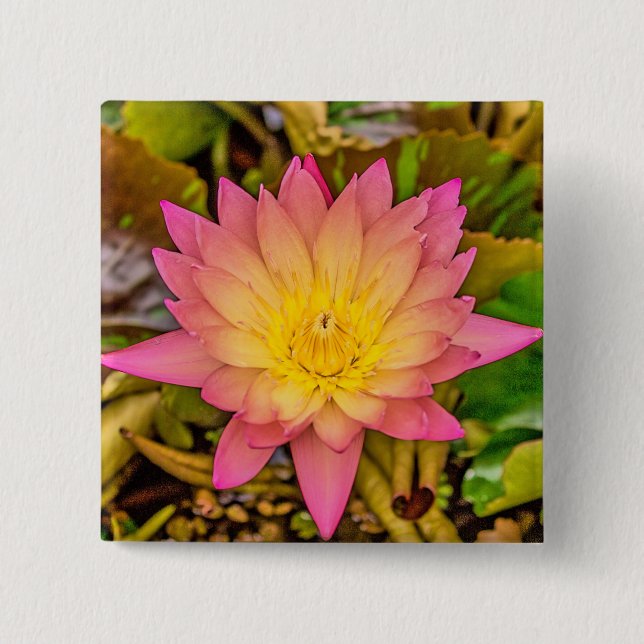 Lotus flower 15 cm square badge (Front)