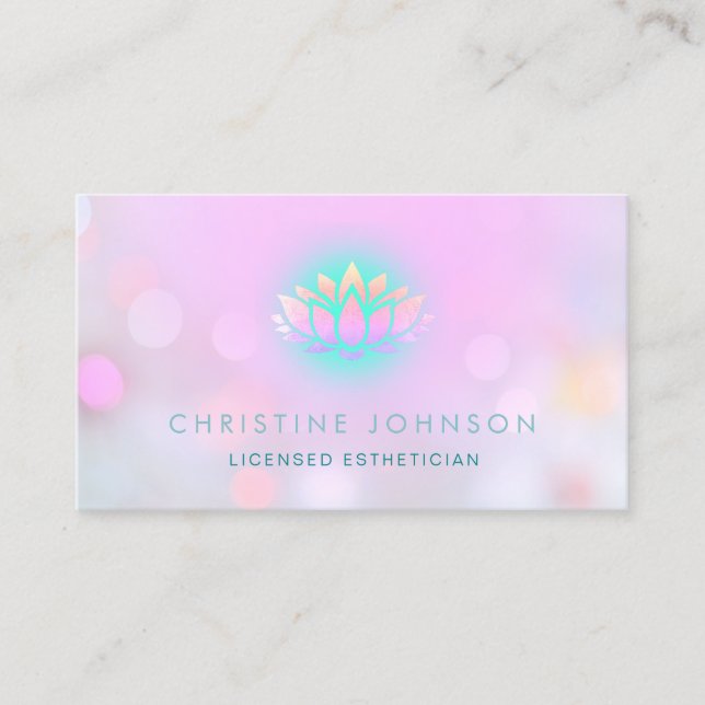 lotus flower aesthetician salon spa business card (Front)