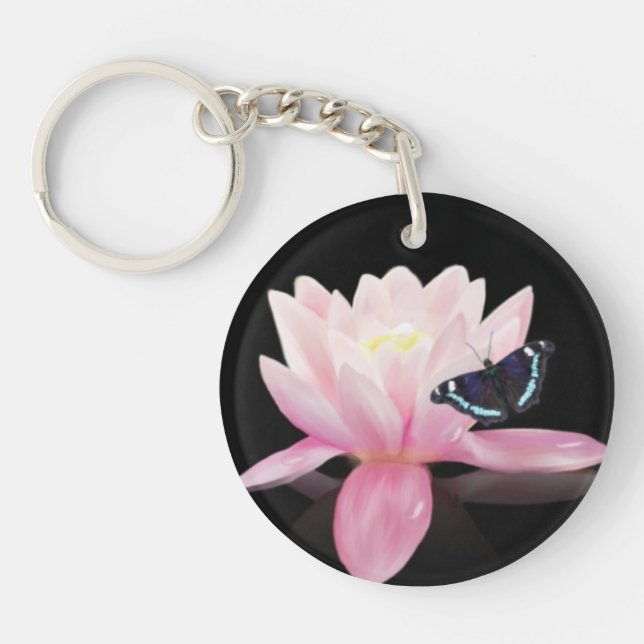 Lotus Flower and Butterfly Key Chain (Front)