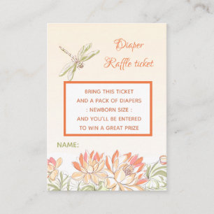 Lotus Flower and Dragon Fly Diaper Raffle Enclosure Card
