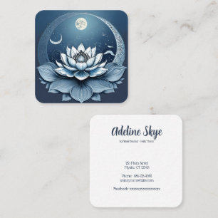 Lotus flower and moon square business card