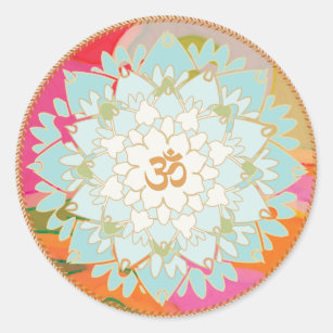Lotus Flower and Om Symbol Mandala Sticker
