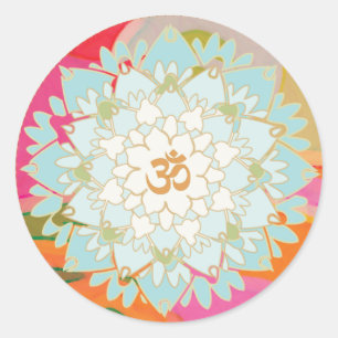 Lotus Flower and Om Symbol Mandala Sticker