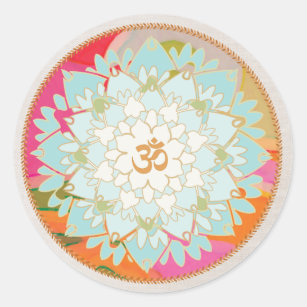 Lotus Flower and Om Symbol Mandala Sticker