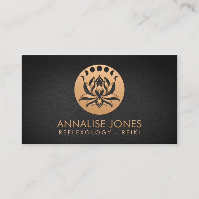 Lotus flower and phases of the moon  business card (Front)