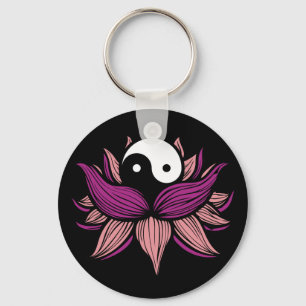 Lotus Flower and Yin Yang Key Ring