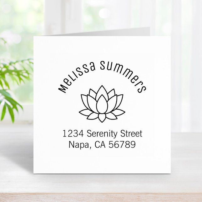 Lotus Flower Arched Address Rubber Stamp (Creator Uploaded)