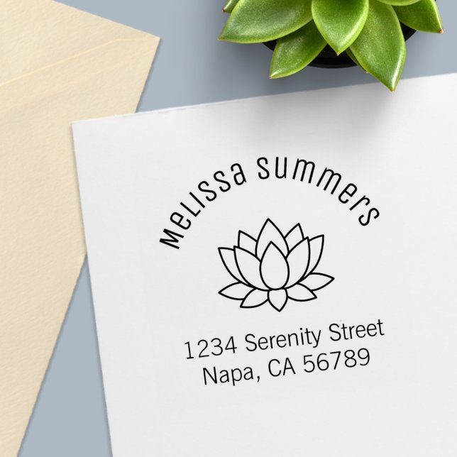 Lotus Flower Arched Address Self-inking Stamp (Creator Uploaded)