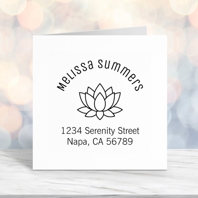 Lotus Flower Arched Address Self-inking Stamp (Creator Uploaded)