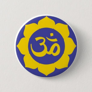 lotus flower - aum meditation 6 cm round badge