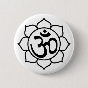 Lotus Flower Aum Symbol 6 Cm Round Badge
