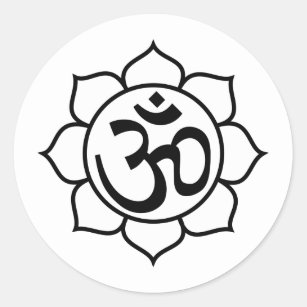 Lotus Flower Aum Symbol Classic Round Sticker