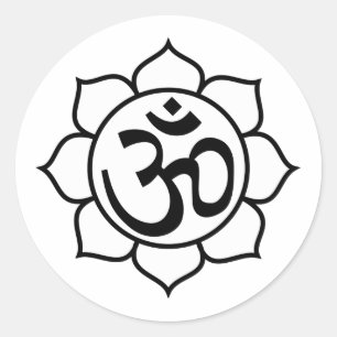 Lotus Flower Aum Symbol Classic Round Sticker