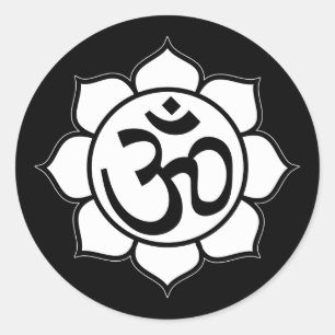 Lotus Flower Aum Symbol Classic Round Sticker