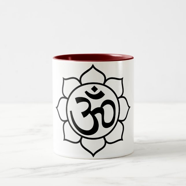 Lotus Flower Aum Symbol Two-Tone Coffee Mug (Center)