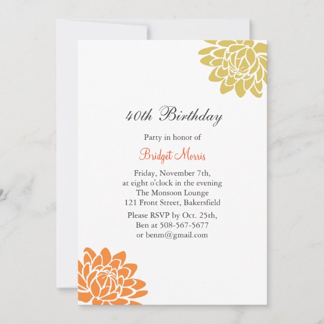 Lotus Flower Birthday Invitation (Front)