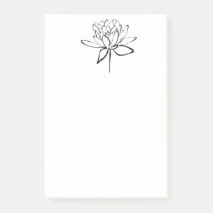 Lotus Flower Black and White Ink Drawing Art Post-it Notes