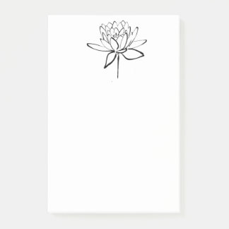 Lotus Flower Black and White Ink Drawing Art Post-it Notes