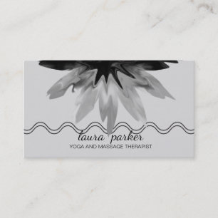 Lotus Flower Black Logo Healing Therapy Yoga Business Card