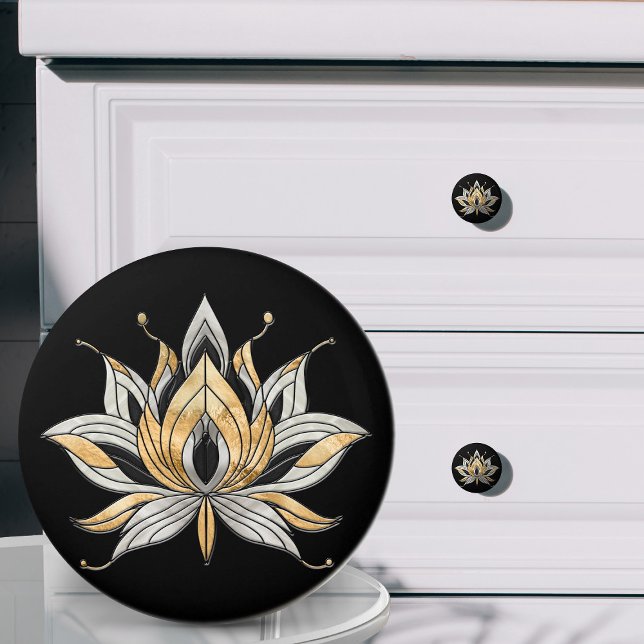 Lotus Flower - Black, Pearl and Gold Ceramic Knob (Creator Uploaded)