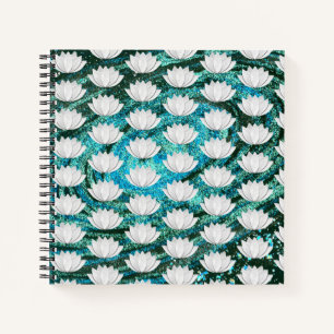 Lotus Flower Blue Green Galaxy Notebook
