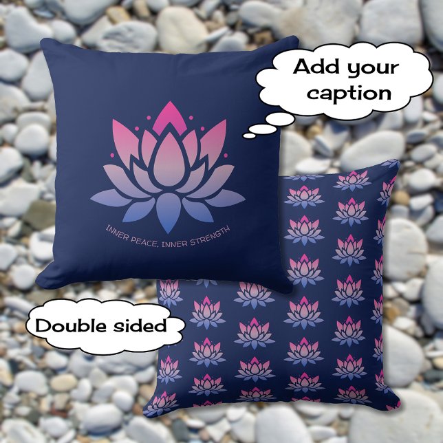 Lotus flower blue pink custom text cushion (Creator Uploaded)