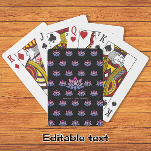 Lotus flower blue pink custom text playing cards