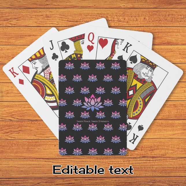 Lotus flower blue pink custom text playing cards (Creator Uploaded)