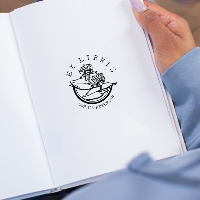Lotus Flower Book Ex Libris  Rubber Stamp (Creator Uploaded)