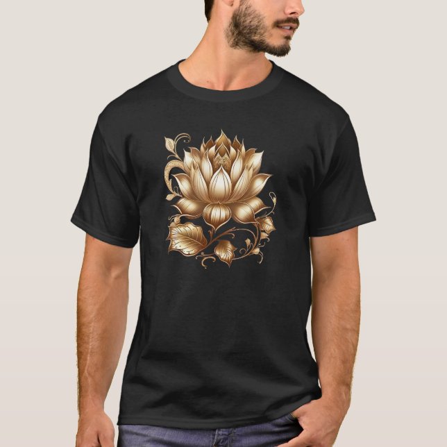 Lotus flower Buddhism spiritual symbol yoga namast T-Shirt (Front)