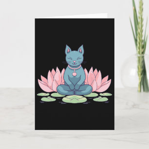 Lotus Flower Cat On Yoga Meditation Spiritual Zen Card
