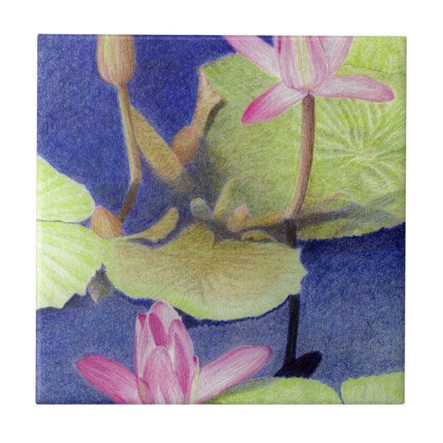 Lotus Flower Ceramic Tile (Front)