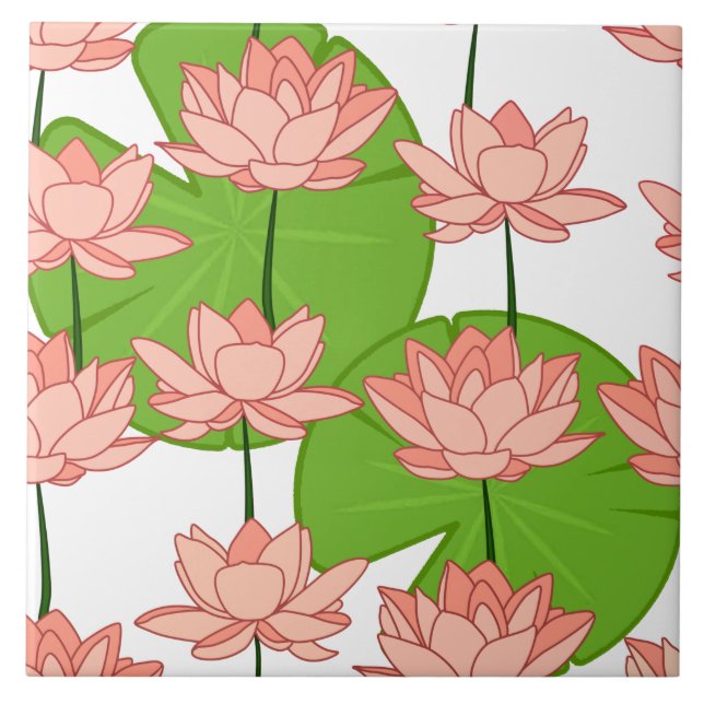 Lotus Flower Ceramic Tile (Front)