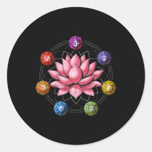 Lotus Flower Chakra Symbol Zen Yoga Sacred Geometr Classic Round Sticker