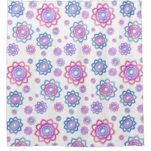 Lotus Flower Colorful Pink Blue Green Shower Curtain