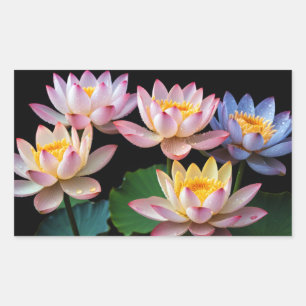 Lotus Flower Colourful Blossom Decoration Close-up Rectangular Sticker
