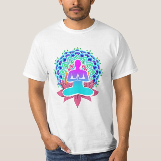 Lotus Flower Colourful Mandala  T-Shirt (Front)