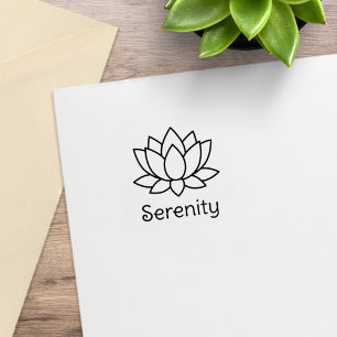 Lotus Flower Custom Text 1x1 Rubber Stamp