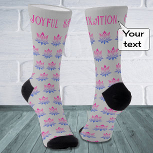 Lotus flower custom text pattern grey socks