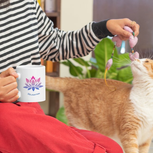 Lotus flower custom text yoga coffee mug (Relax)