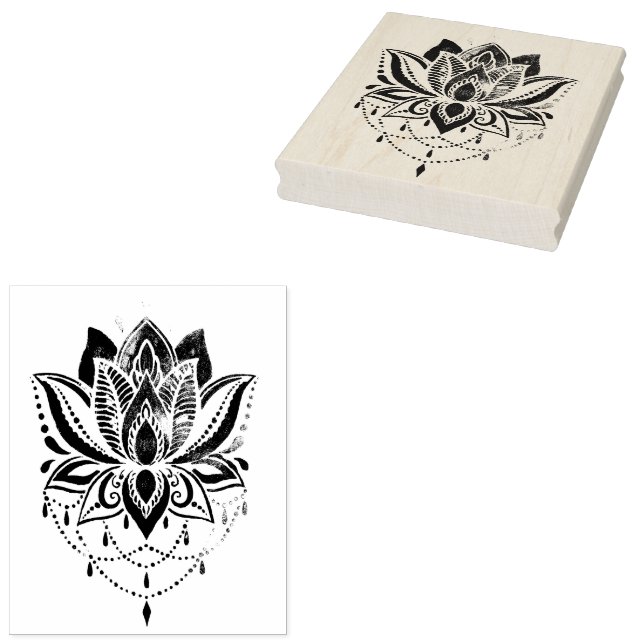 lotus flower design 1 rubber stamp (Stamped)