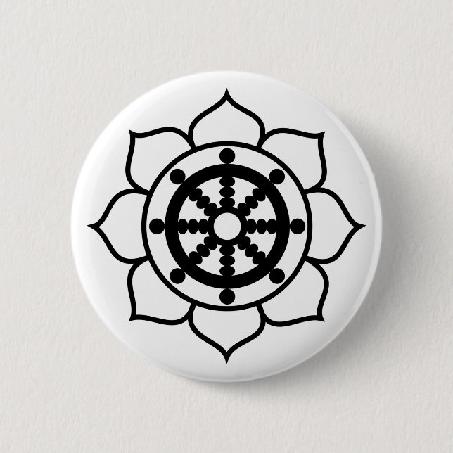 Lotus Flower Dharma Wheel 6 Cm Round Badge (Front)