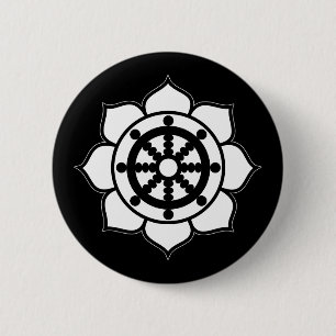 Lotus Flower Dharma Wheel 6 Cm Round Badge