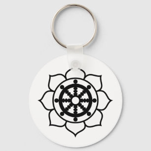 Lotus Flower Dharma Wheel Key Ring