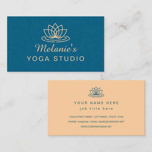 Lotus flower elegant yoga business card template (Front/Back)