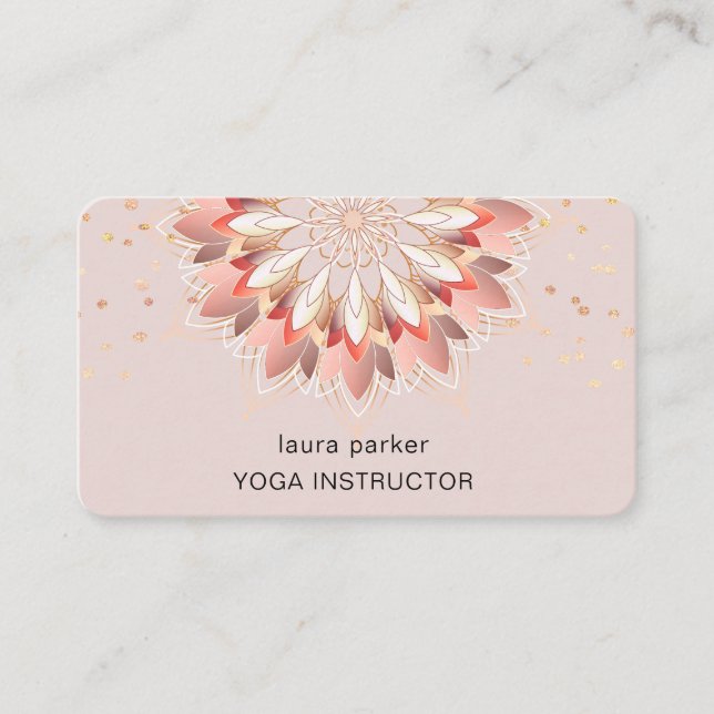 Lotus Flower Elegant Yoga Meditation Instructor  Business Card (Front)
