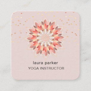 Lotus Flower Elegant Yoga Meditation Instructor  Square Business Card